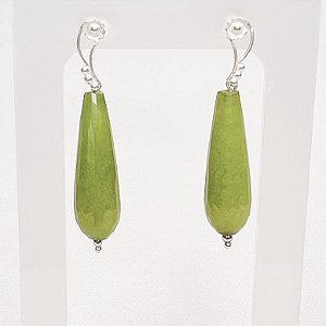 Brinco de Jade Verde Folha Gota