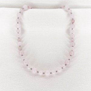 Choker de Esferas de Quartzos Rosa e Hematitas