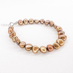 Pulseira de Pérolas Douradas