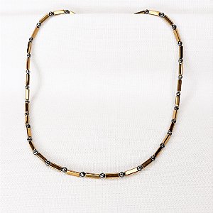 Choker de Hematitas Douradas e Naturais