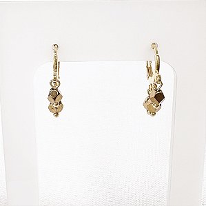 Argola c/ Pingentes de Hematitas Douradas Facetadas Gold