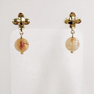 Brinco c/ Pingente de Esfera de Citrino Gold