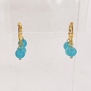 Argola c/ Pingentes de Jades na Cor Turquesa