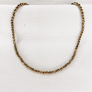 Choker de Hematitas Douradas Facetadas