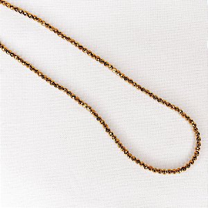 Colar Longo de Hematitas Douradas Facetadas