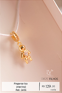 Pingente menino/a liso com coração zircônia cristal