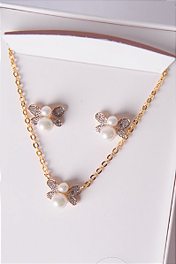 conjunto colar e brincos abelha