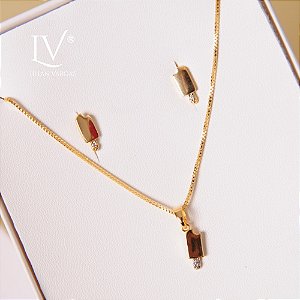 conjunto colar e brincos sorvetinho