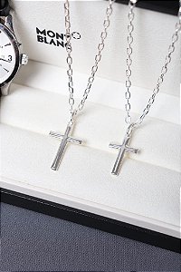 Colar 60cm com Pingente Cruz menor em prata 925