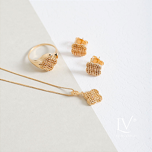 Conjunto colar e brincos Trevo