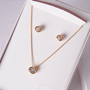 Conjunto Colar e Brincos Ponto de Luz