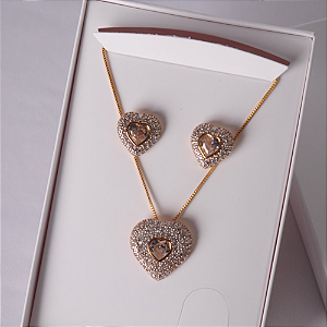 Conjunto Colar e Brincos Cravejados