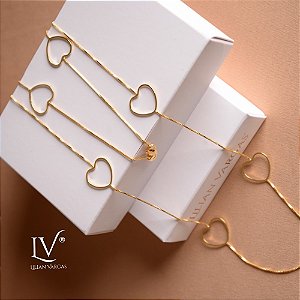 Colar Longo 70 cm  com coração vazado