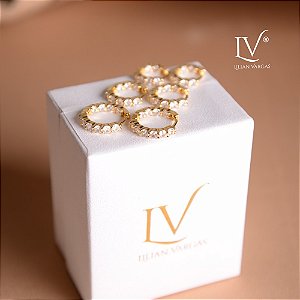 Trio de Brincos cravejado dentro e fora com zircônias e argola click