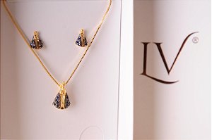Conjunto colar e brincos Nossa Senhora do Manto azul