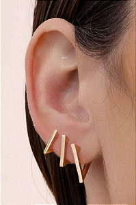 Trio de brincos click triangulo