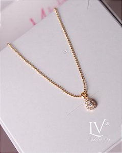 Colar Pingente gota com corrente de bolinha