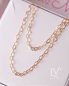 Colar coração vazado duplo