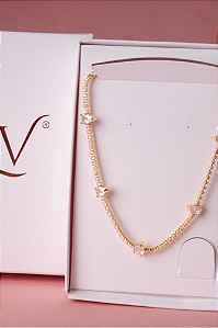 Colar riviera quadrada e gotas