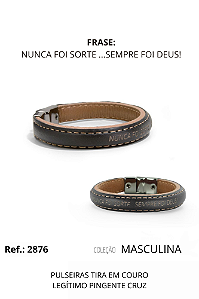 Pulseira em couro legítimo "Nunca foi sorte, sempre foi Deus"