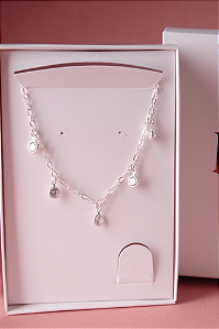 Colar choker com pontos de luz, na prata 925
