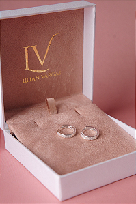 Brinco argola cravejada prata 925