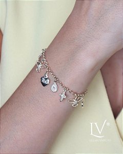 Pulseira com pingentes religiosos