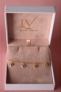 Pulseira pingente corações