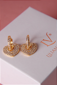 Brinco click com pingente coração removível