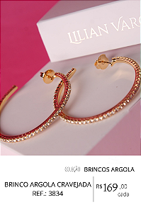 Brinco argola com tarraxa cravejada