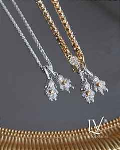 Pingente todo cravejado com contra argola grande