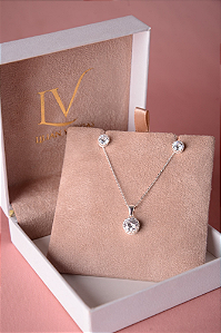 Conjunto cravejado prata 925