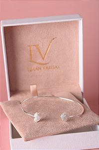 Bracelete de coração cravejado em prata 925