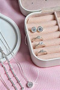 Conjunto colar e brincos cravejados prata 925