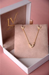 Conjunto colar e brincos coração cravejado