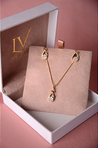 Conjunto colar e brincos gotas