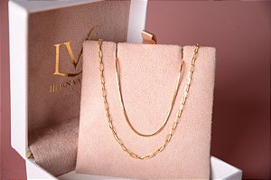 Colar duplo banhado a ouro 18k