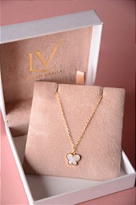 Colar infantil borboleta branca, 30cm