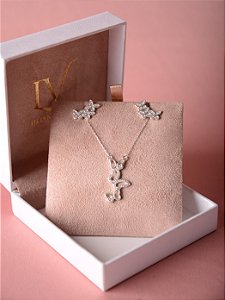 Conjunto colar e brinco borboletas