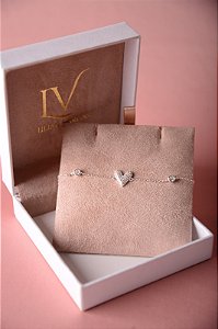 Pulseira coração cravejado