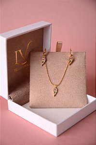 Conjunto colar e brinco asa
