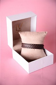 Pulseira marrom couro