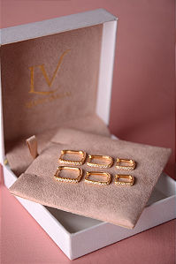 Trio de brincos argolas cravejadas