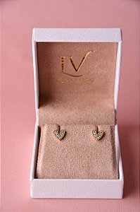 Brinco coração cravejado