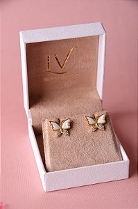 Brinco borboleta madrepérola