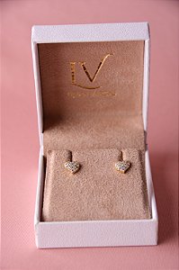 Brinco coração cravejado