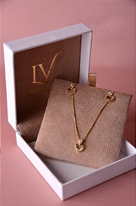 Conjunto colar e brinco coração