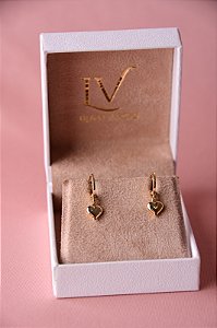 Brinco argola pingente coração