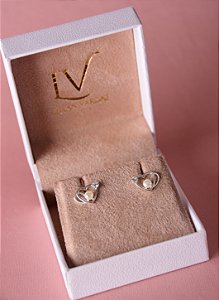 Brinco coração pérola prata 925