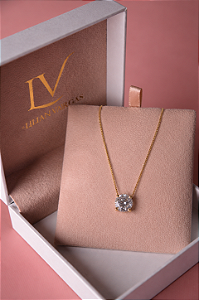 Colar Ponto de Luz Maxi Banhado a Ouro 18K – Pingente com Zircônia Cristal